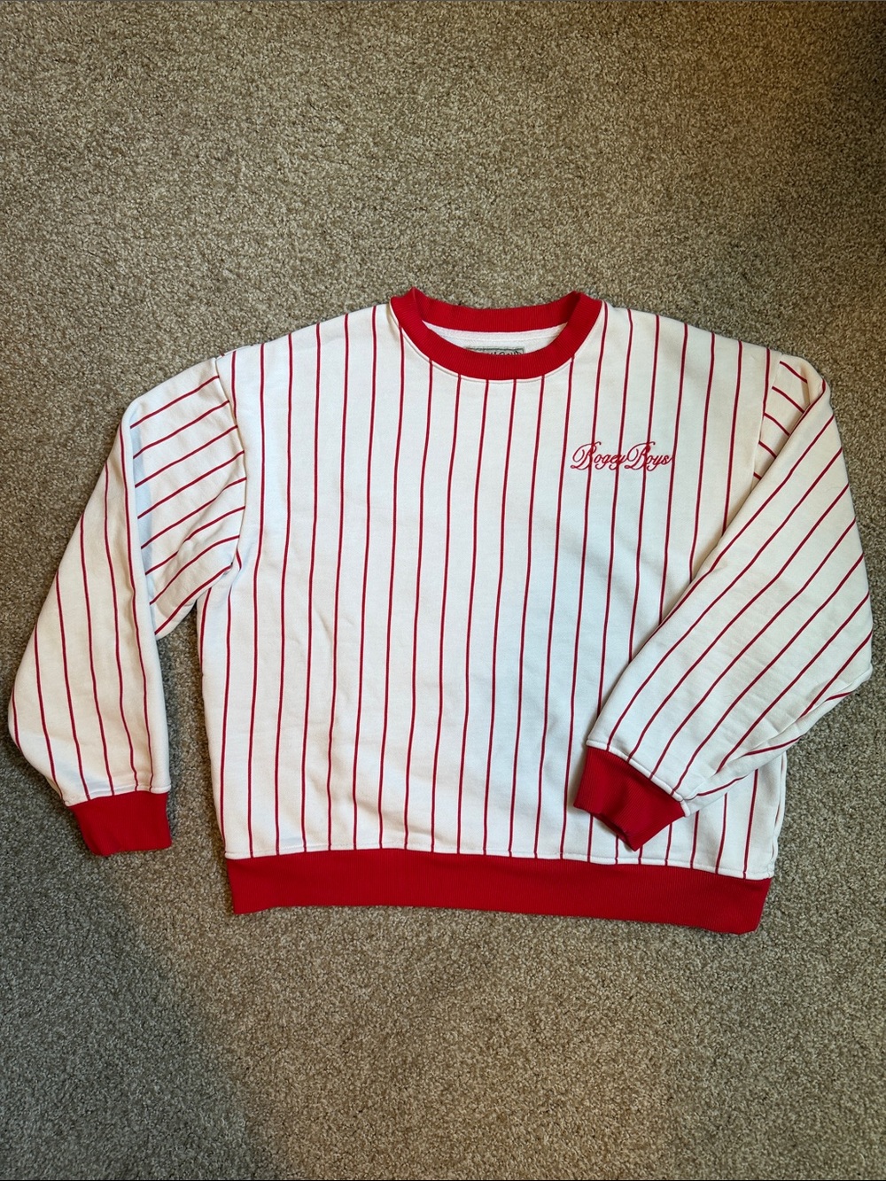 Red & White Striped Men’s Crewneck Sweater